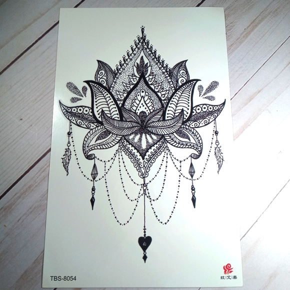 π5 for $25* 6" Lace Lotus Temporary Tattoo - Picture 3 of 3